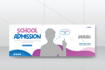 school admission timeline cover design and web banner, back to school social media post design with 