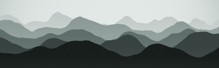 Wall Mural - beautiful flat of hills peaks in haze cg texture illustration