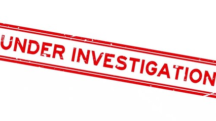 Sticker - Grunge red under investigation word square rubber seal stamp zoom on white background