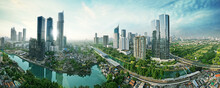 Beautiful Panoramic Of Jakarta City At Morning