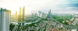Panorama view of Jakarta cityscape at morning