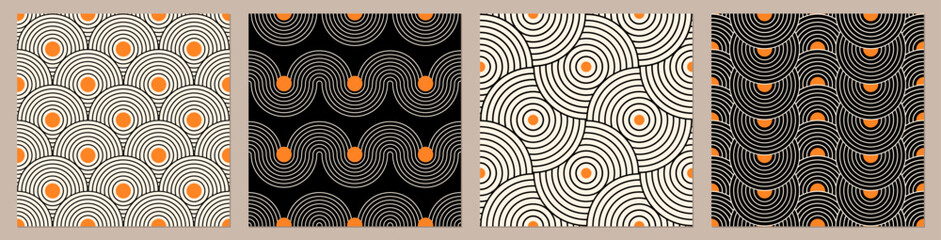 Wall Mural - Vector set of geometric patterns. Boho art prints. Trendy texture for print, textile, packaging. Vector seamless backgrounds.