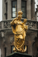 Mariensaule Is A Marian Column Located At The Public Square Marienplatz In Munich, Germany. Mary Is Revered Here As Patrona Bavariae.