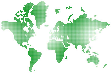 Rounded dotted World map. Vector blank for different geographical patterns. Includes schematic representation of all continents.