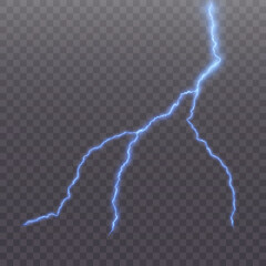 Poster - Glowing lightning. Thunderstorm. The effect of a powerful electric discharge. Realistic thunderstorm effect. Vector