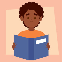 afro boy reading book
