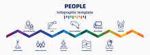 Infographic Template With Icons And 11 Options Or Steps. Infographic For People Concept. Included Babysitter And Child, Spanish Woman, Sujud, Lesbian Couple And Son, Sexual Harassment, Costa Rica,