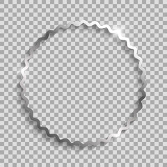 Wall Mural - Silver circle frame with waves and shadows and highlights isolated on a transparent background.