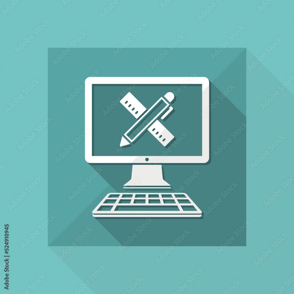 Computer design project - Vector web flat icon