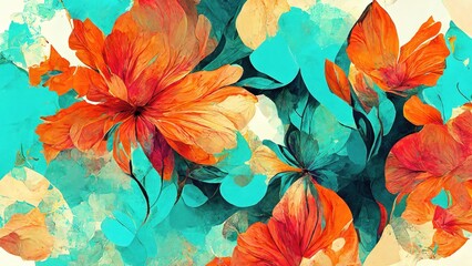 abstract watercolor background with flowers, massage spa aromatherapy beautiful calm wallpaper