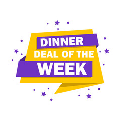 Sticker dinner DEAL OF THE Week, vector illustration