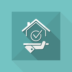 Sticker - Checking house - Vector web icon