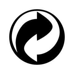 Vector sign of two black and white arrows, means using recycled resources, recycle icon