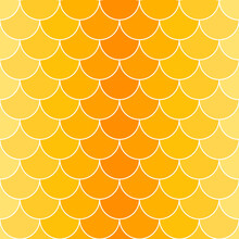 Seamless Pattern With Yellow Scales. Vector Image In Shades Of Gold. Can Be Used As A Background For Websites And Printing.