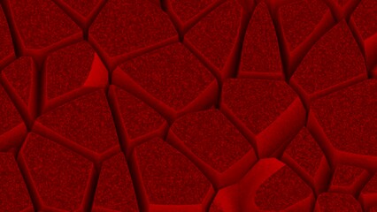 Poster - Psychedelic movements of forms on surface. Design. Surface with effect of dry cracks. Surface of moving polygons with psychedelic transformations