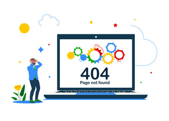 Fototapete - Mistake 404 page not found. Oops the connection is lost. 