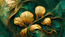 Elegant Floral Background In Art Nouveau Style. Retro Decorative Flower Design. 3D Illustration.