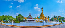 Panorama With Viharn Of Wat Chong Kham Temple And Chedi Of Wat Chong Klang, Mae Hong Son, Thailand