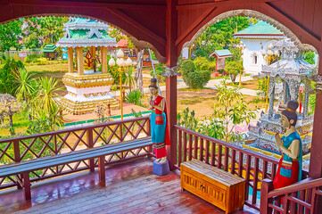 Canvas Print - The porch of the Viharn of Wat Chong Kham Temple, Mae Hong Son, Thailand