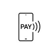 Online mobile payment icon. Digital phone pay electronic currency smartphone transaction line icon.