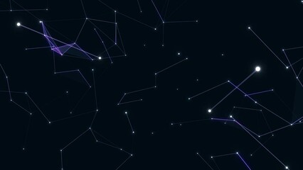 Poster - Animated glowing background. Movement of  constellations. Plexus of dots and lines in starry sky. Worldwide computer network. Screensaver, intro for technology, medicine, websites. 4k