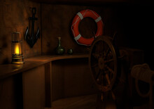 The Cabin Of The Captain Of A Pirate Ship.