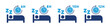 Bedtime icon vector set illustration. Sleep time with 6, 8, 10 and 12 hours clock symbol.
