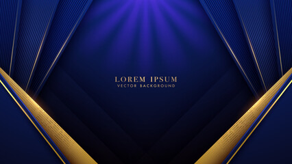 Wall Mural - diagonal golden and blue lines on dark blue luxury background. elegant style design template concept