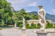 Flowers in gardens by Villa Olmo at Lake Como, Italy
