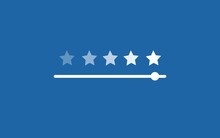 Five Star Rating Review Slider Bar Button Background Of Best Ranking Service Quality Satisfaction Or 5 Score Customer Feedback Rate Symbol And Success Evaluation User Experience On Excellent Stars.