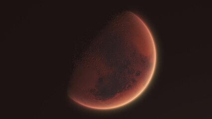 Wall Mural - Realistic Mars from Space Rotating Shot with Bright Atmosphere