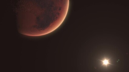 Wall Mural - Mars Panning Shot with Sun Flare and Atmosphere