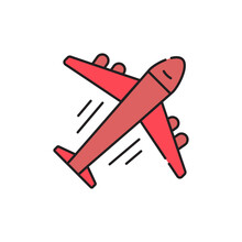 Airplane Parcel Delivery Service Icon. Online Order Tracking Airplane Icon. Airplane And Air Courier Delivery. Delivery Parcel By Airplane Icon. SVG Vector Illustration.
