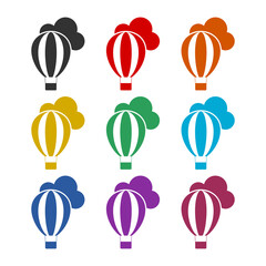 Sticker - Hot air balloon icon. Set icons colorful