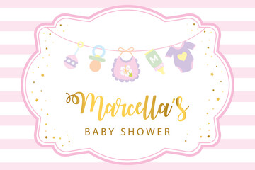 Wall Mural - classic baby shower banner with baby toys