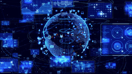 Poster - Global communication network concept. Digital transformation. DX
