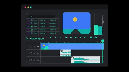Poster - video clip editing timeline window in the program