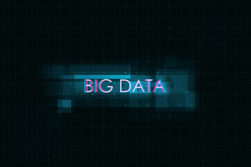 Poster - Creative digital text on dark background. Big data, technology and ai concept. 3D Rendering.