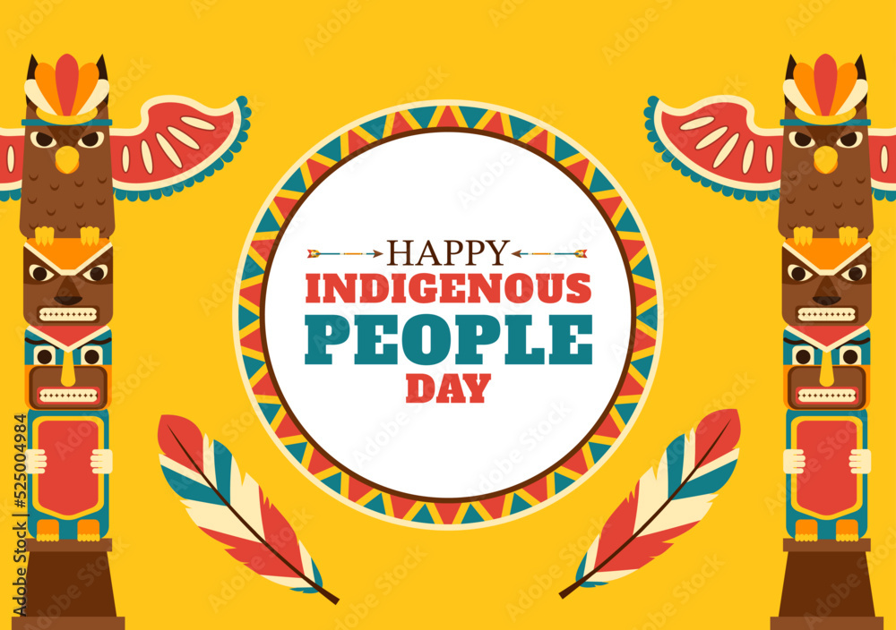 Worlds Indigenous Peoples Day on August 9 Hand Drawn Cartoon Flat ...