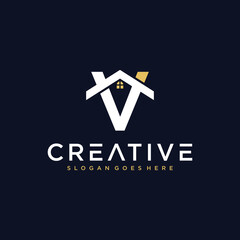 Letter V Home Logo Design