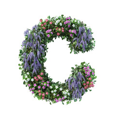 Fototapete - 3d rendering of vertical flower garden alphabet