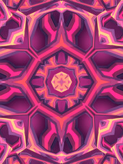 Leinwandbilder - 3d rendering digital illustration of abstract kaleidoscopic shape. Contemporary geometric background