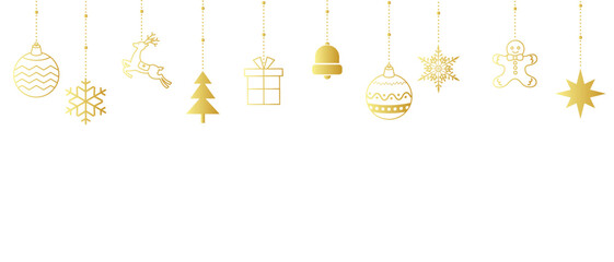vector illustration background of gold christmas ornaments.