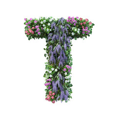 Fototapete - 3d rendering of vertical flower garden alphabet