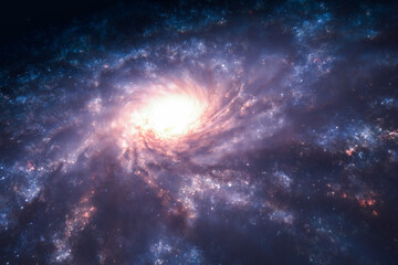 Wall Mural - Night sky with space nebula, glowing stars and magical galaxy