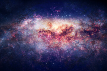 night sky with space nebula, glowing stars and magical galaxy