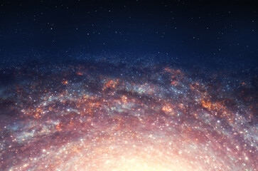 Wall Mural - Night sky with space nebula, glowing stars and magical galaxy