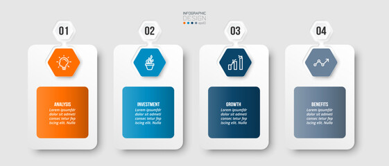 Wall Mural - Infographic template business concept with step.
