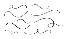 Hand Drawn Collection Of Curly Swishes, Swashes, Swoops. Calligraphy Swirl.