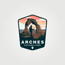 Vector Of Arches National Park Vintage Logo Symbol Illustration Design